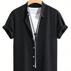 Breathable Casual Band Collar Imprinted Shirt