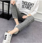 Nine points harem plaid casual pants