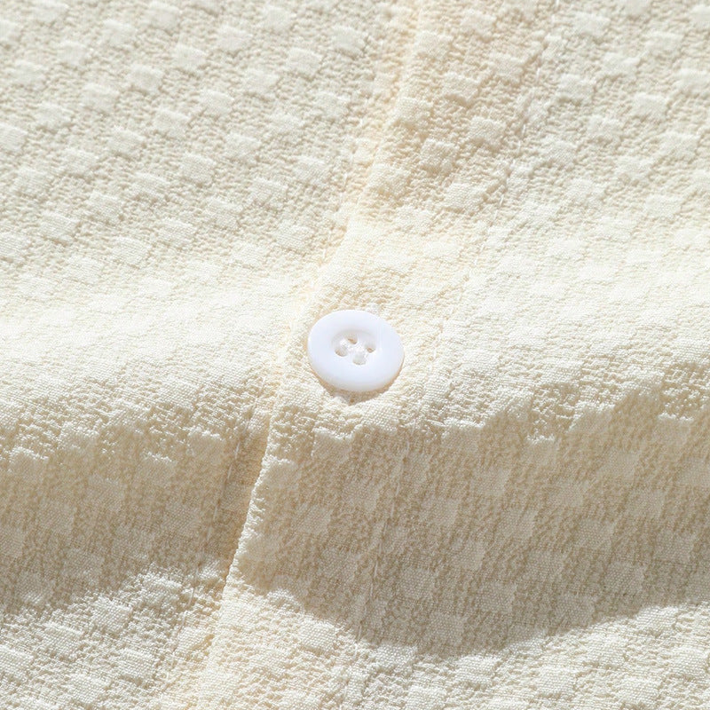 Breathable Casual Band Collar Imprinted Shirt