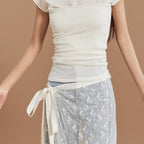 Lace Trim Multilayer Tie-on Skirt