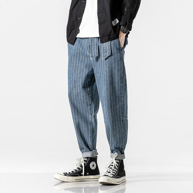 Japanese Style Pinstriped Capri Jeans