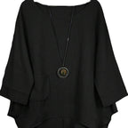 Oversized Round Neck Japanese Style Blouse