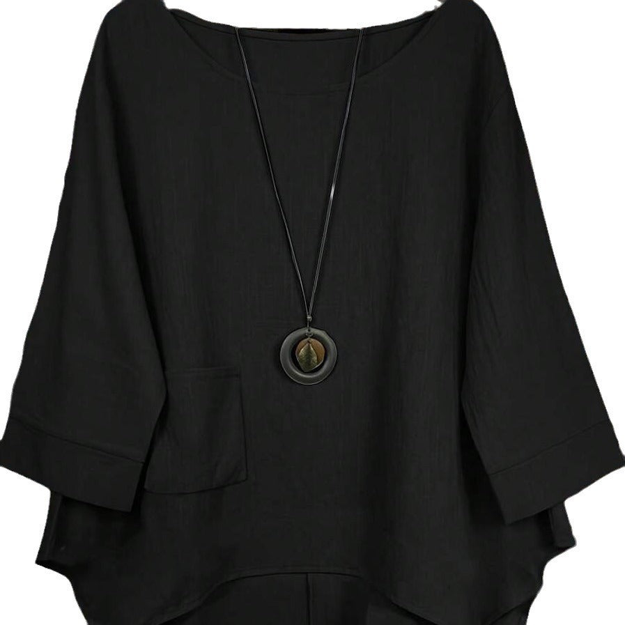 Oversized Round Neck Japanese Style Blouse