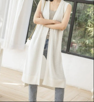 Long Vest Sleeveless Linen Cardigan