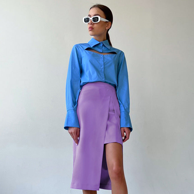 Color-Bright Layered Split Skirt