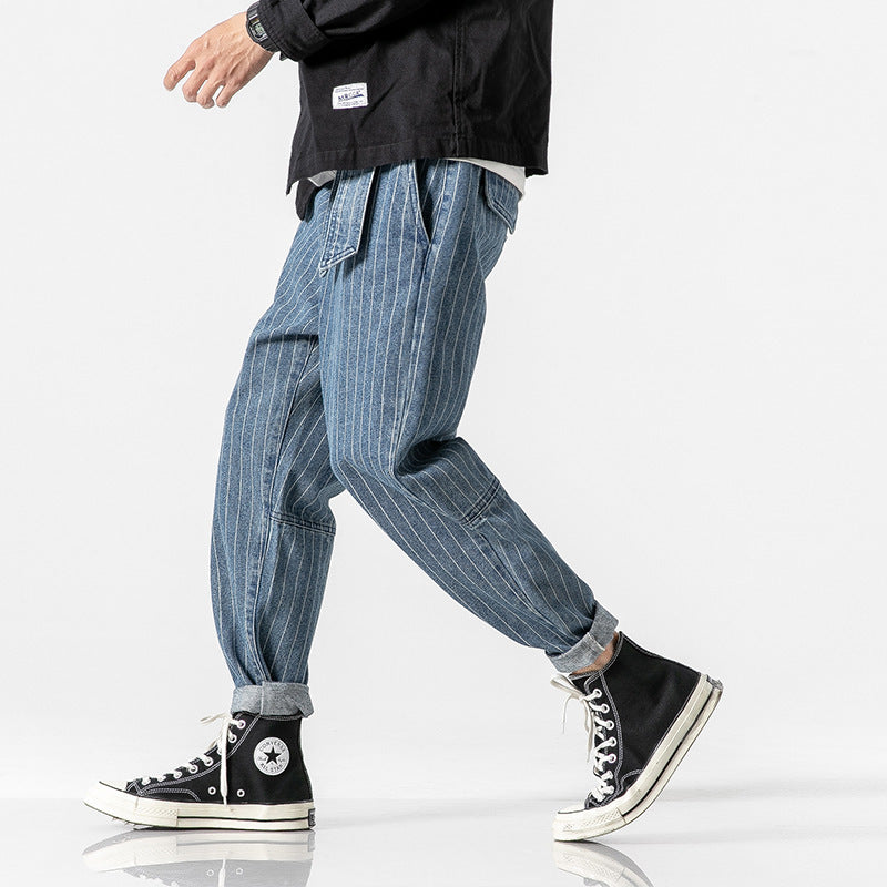 Japanese Style Pinstriped Capri Jeans