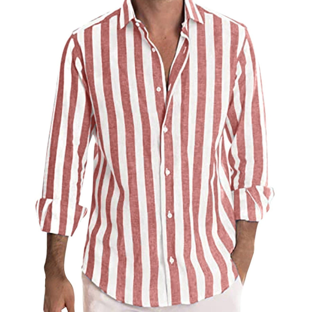 Striped Casual Long-sleeved Print Shirt