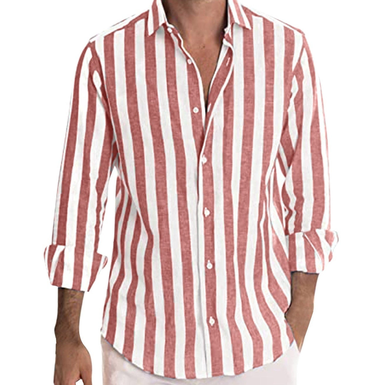 Striped Casual Long-sleeved Print Shirt