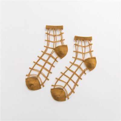 Ultra-thin Transparent & Plaid Japanese Style Socks