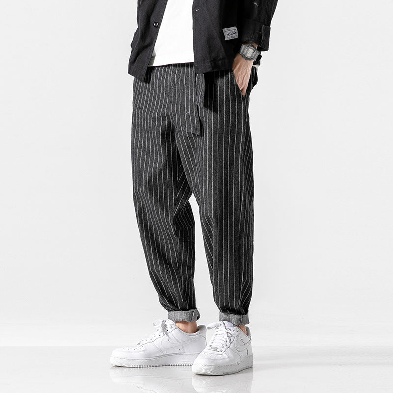 Japanese Style Pinstriped Capri Jeans