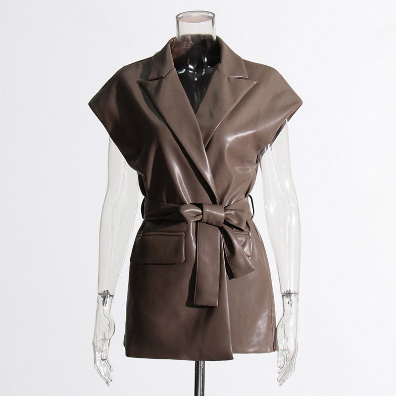 Retro Sleeveless PU-Leather Vest