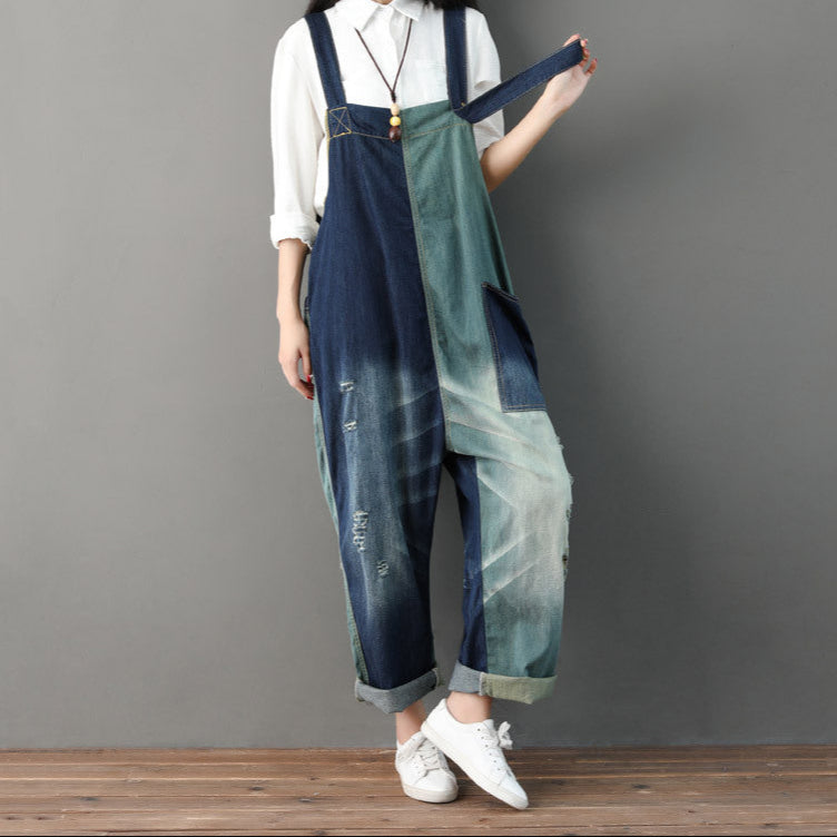 Multi-panel Denim Overalls