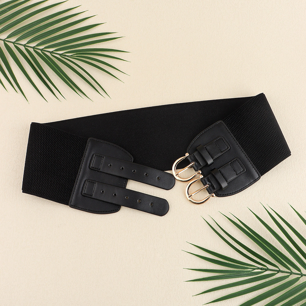 Retro Needle Buckle Waist Elastic Wide Belt