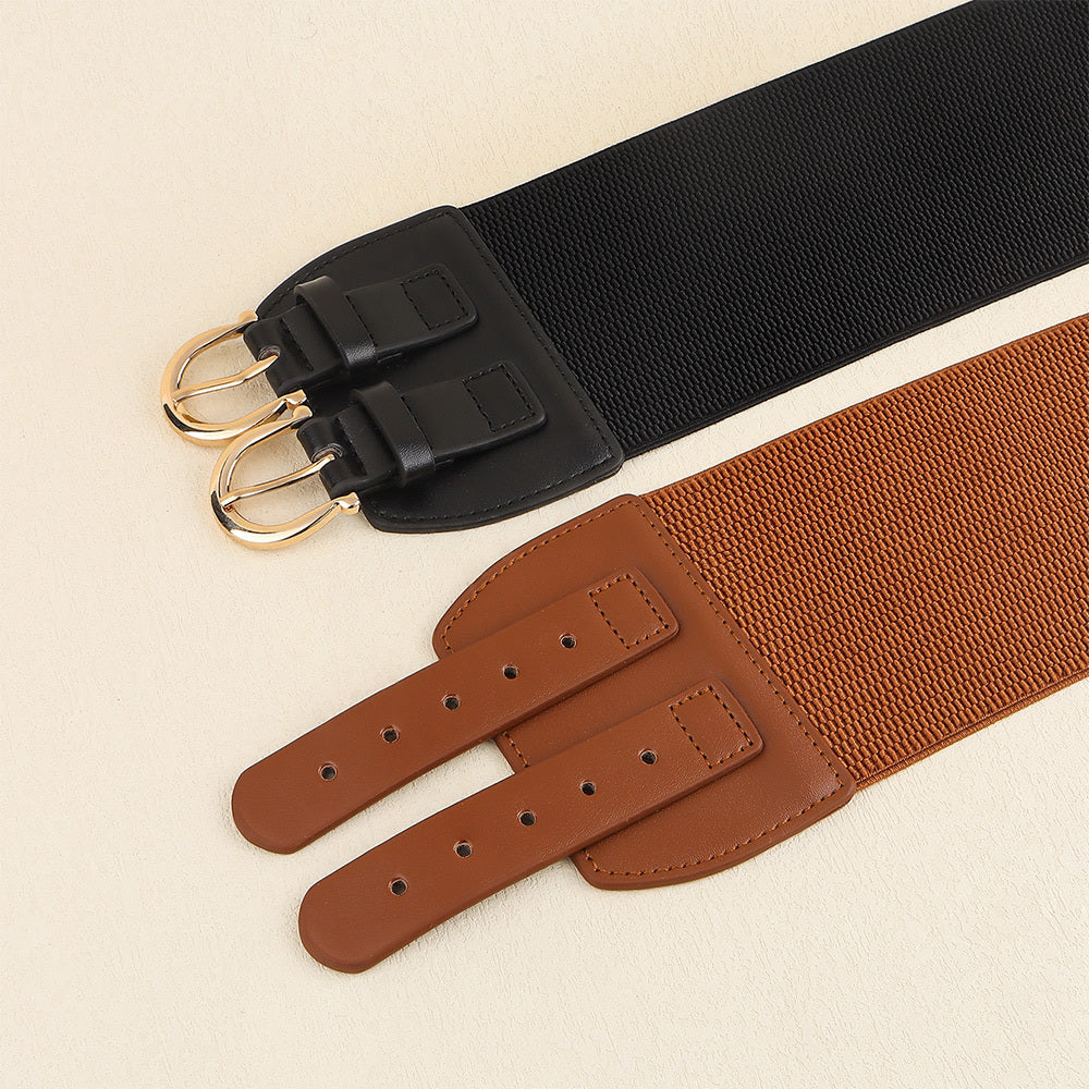 Retro Needle Buckle Waist Elastic Wide Belt