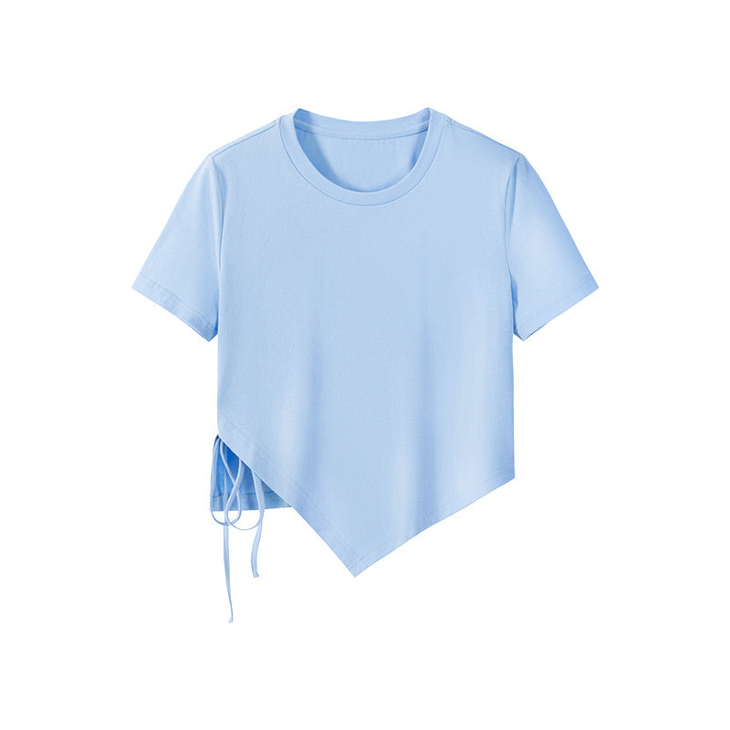 Asymmetrical Wrap Short-sleeved T-shirt