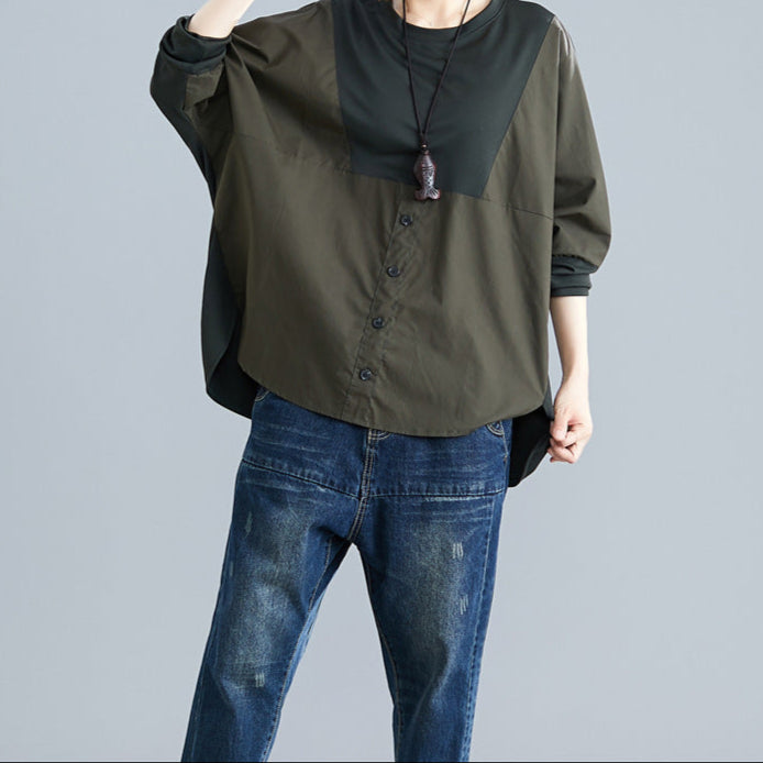 Retro Batwing Sleeve Loose Size T-shirt