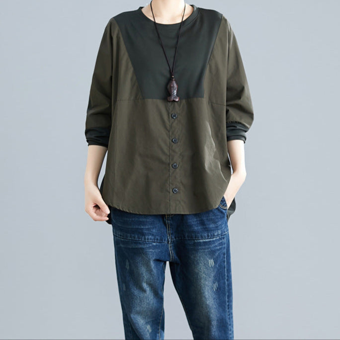 Retro Batwing Sleeve Loose Size T-shirt