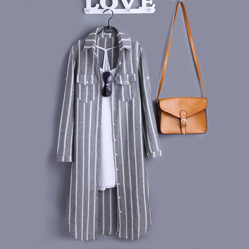 Long Striped Button Shirt/ShirtDress