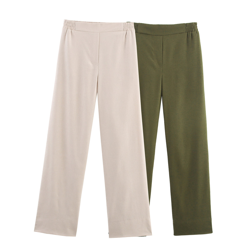 Linen Double Breasted Jacket - Wide Leg Pants Suit