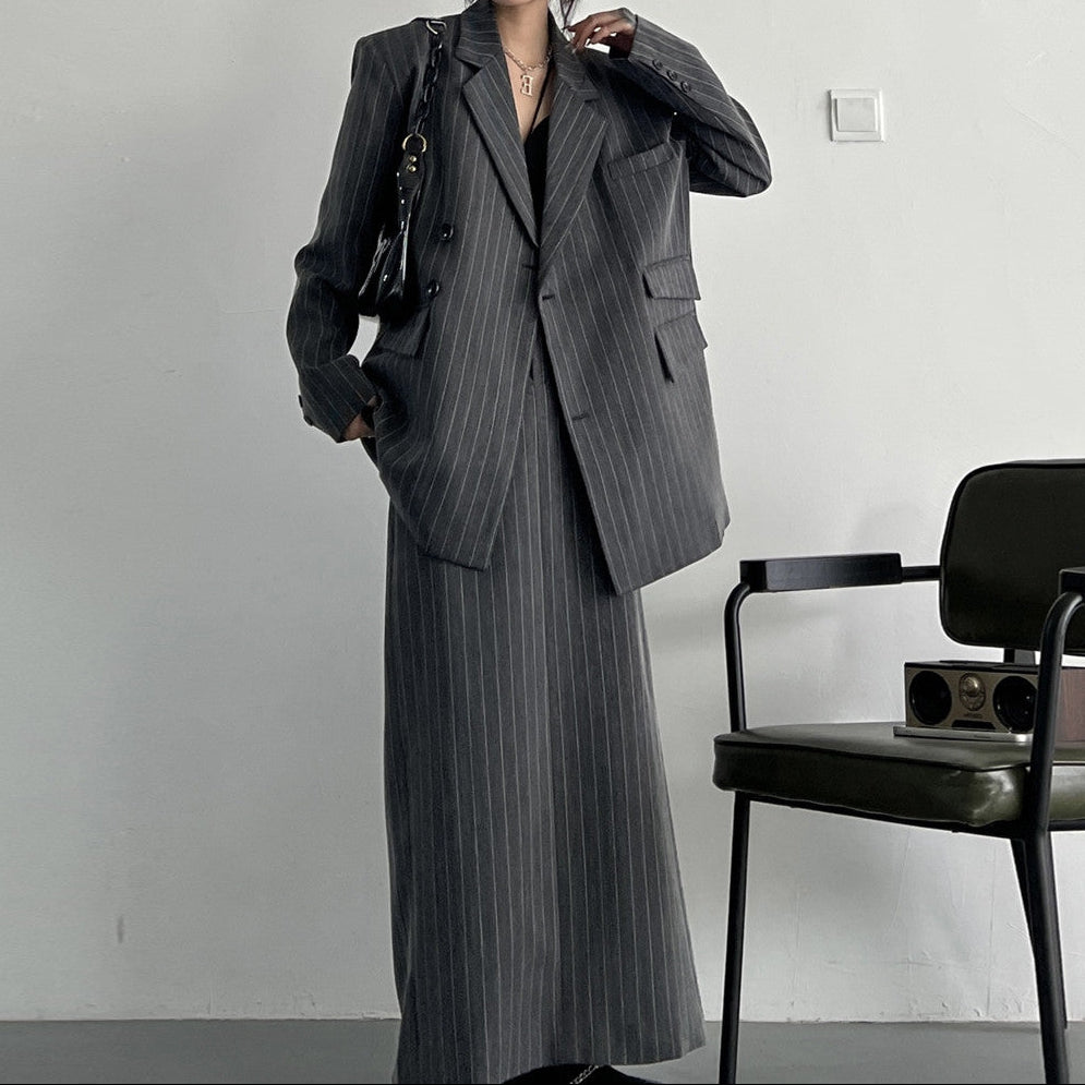Striped Oversized Skirt Suit