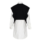 Pleated long shirt/dress w/ vest