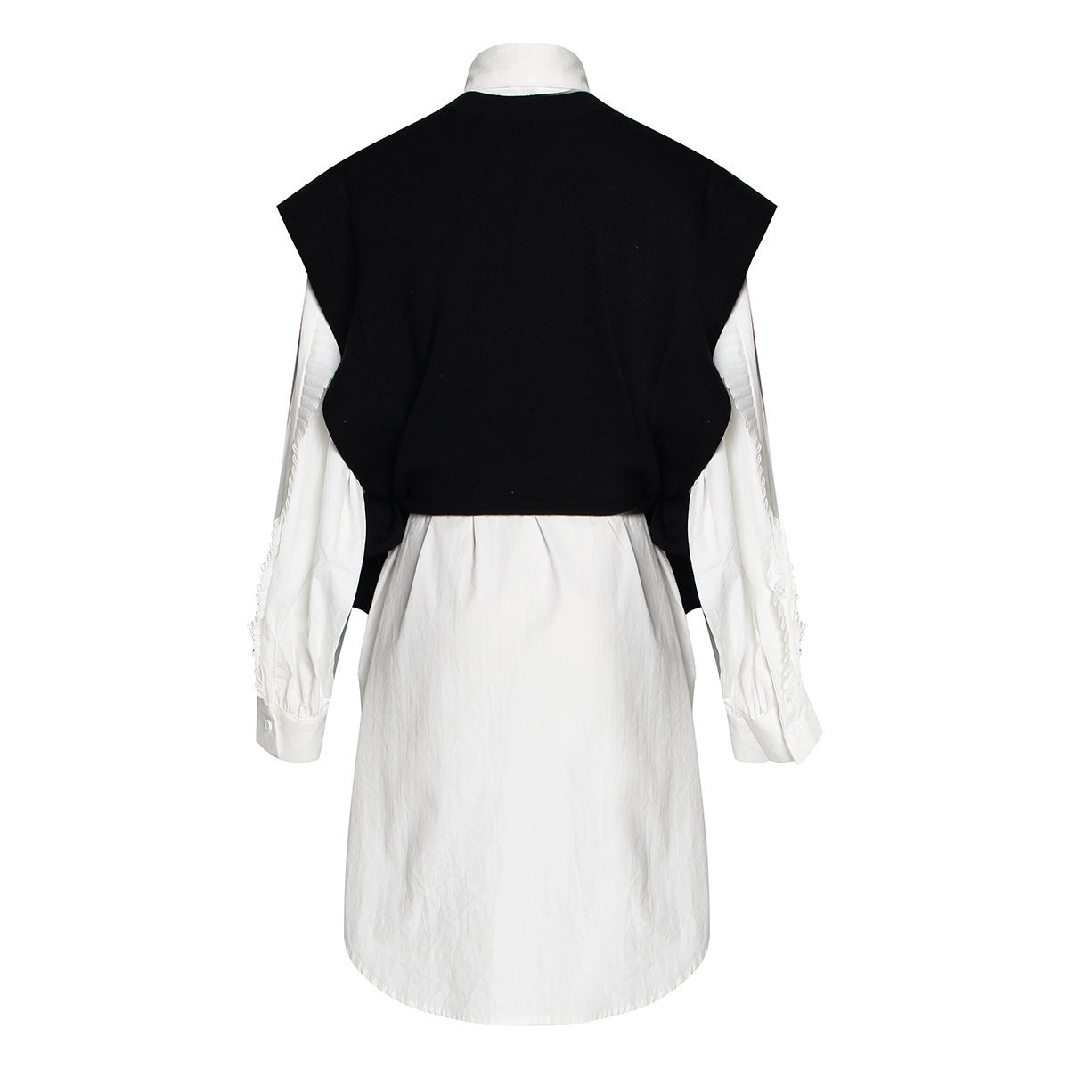 Pleated long shirt/dress w/ vest