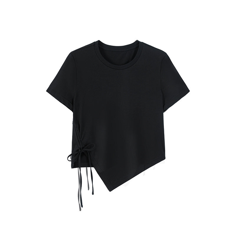 Asymmetrical Wrap Short-sleeved T-shirt