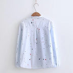 Simple Paint Splatter Band-collar long sleeve shirt