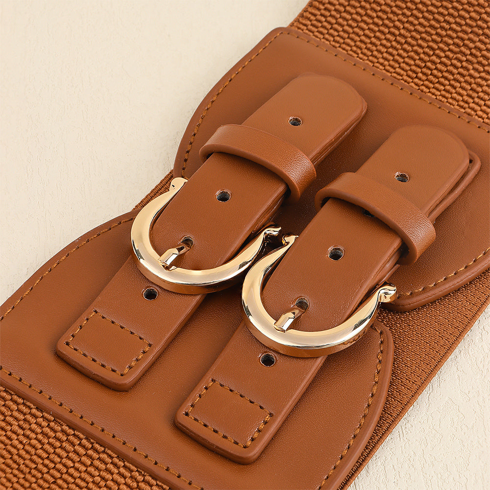 Retro Needle Buckle Waist Elastic Wide Belt