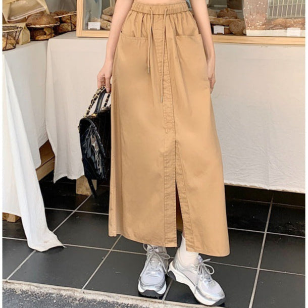 Korean Style Cotton Midi Skirt