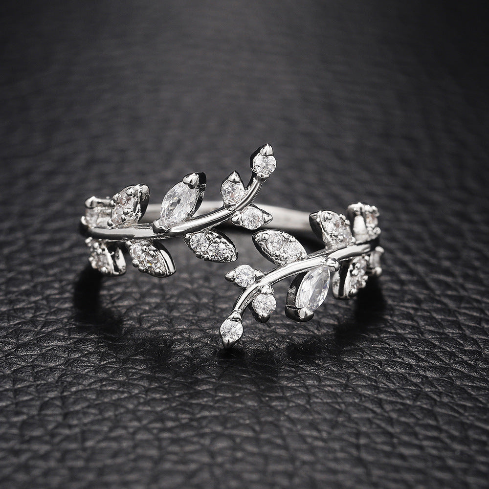Graceful Leaf Adjustable Ring