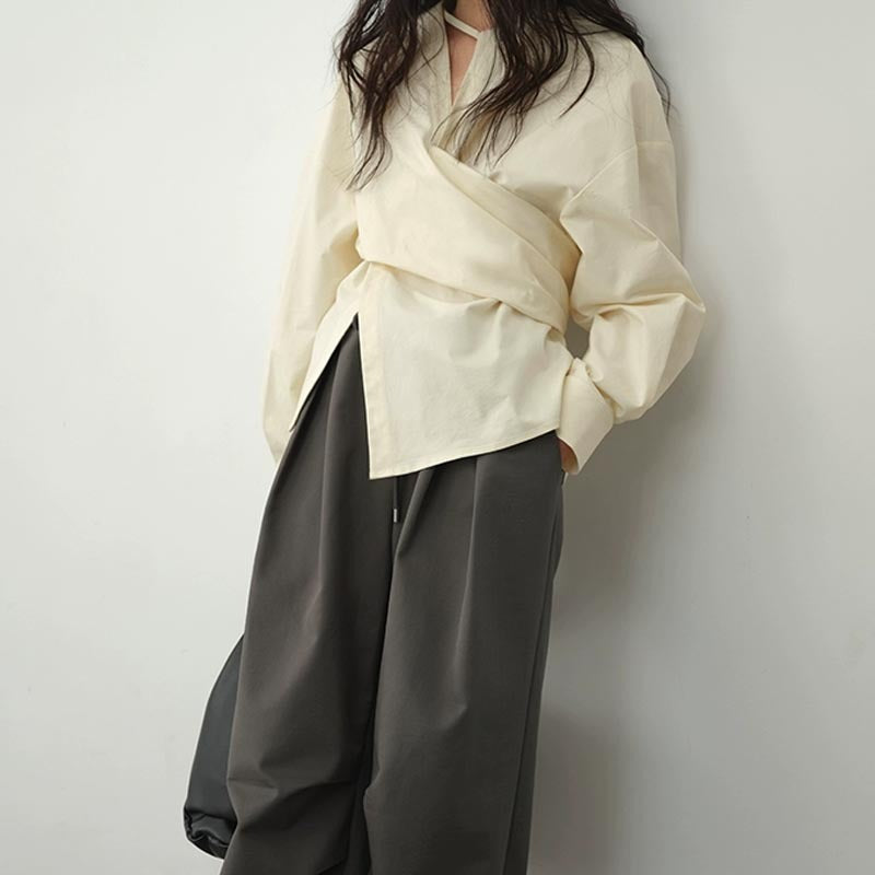Deconstructive Waist Slimming Asymmetric Shirt