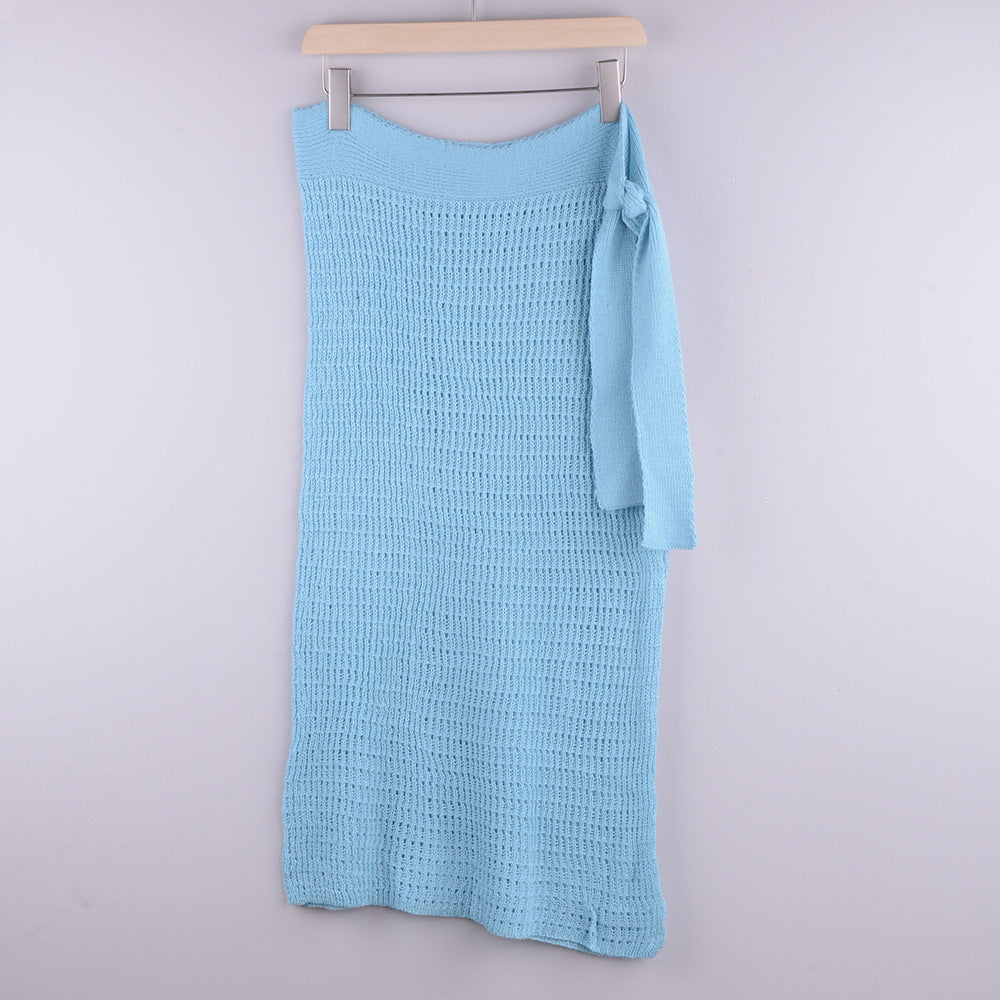 Loose Knitted Tie-On Skirt / Skirt Cover