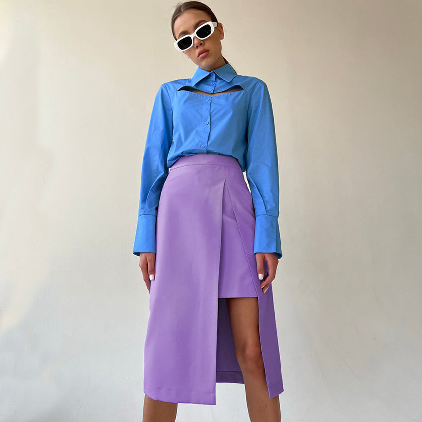 Color-Bright Layered Split Skirt