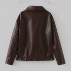 Solid Clean-cut Pleather Jacket