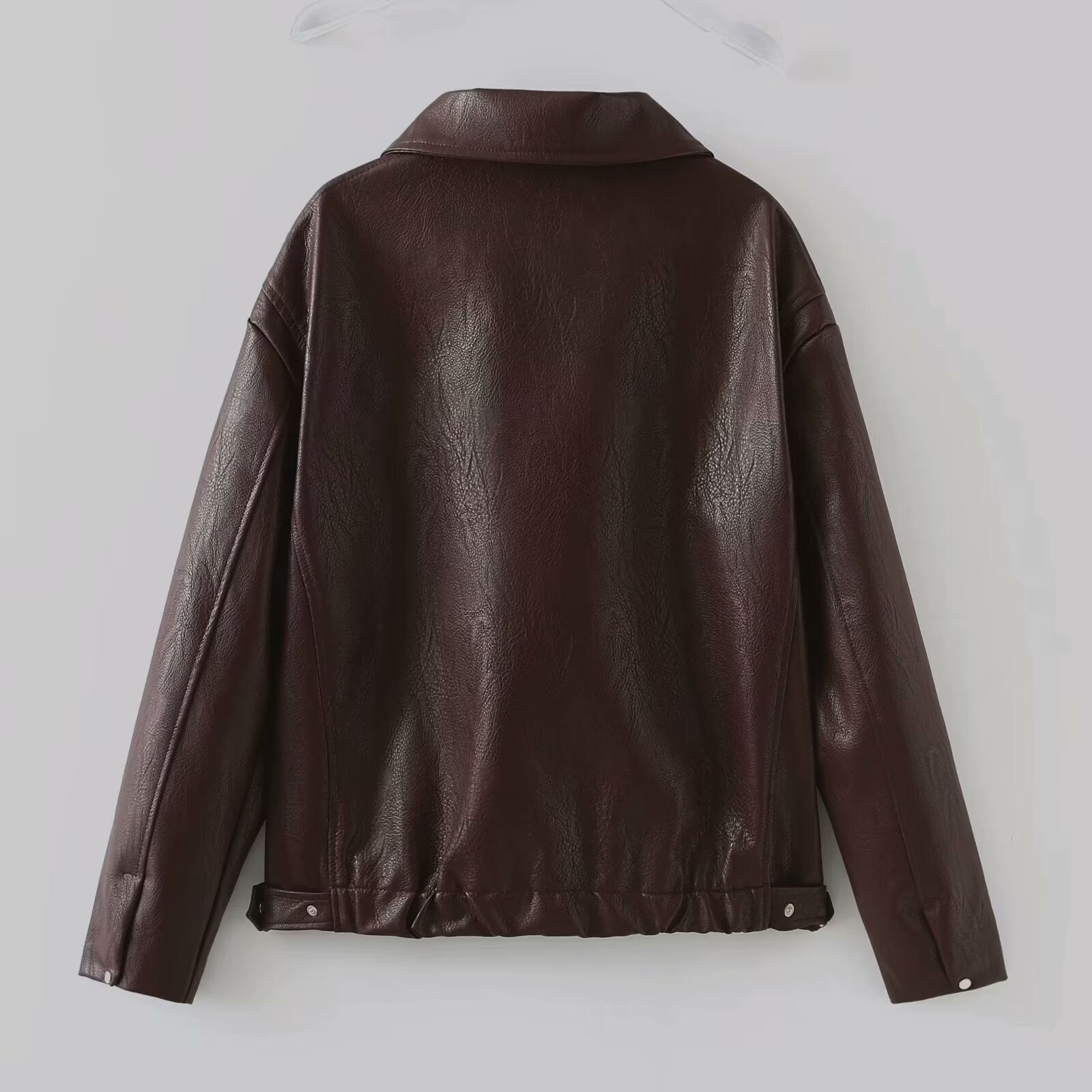 Solid Clean-cut Pleather Jacket