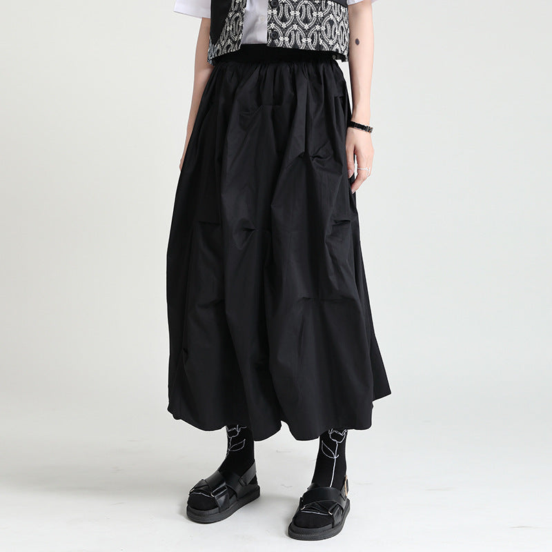 Loose High Waist Mid-length Niche A-Line Skirt