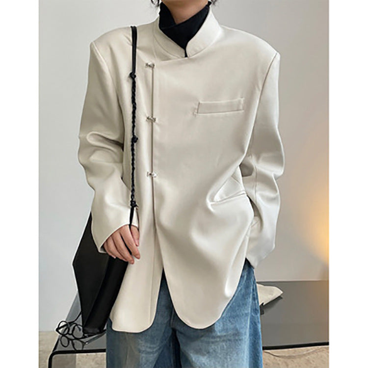 Retro Buckle Mandarin Collar Jacket