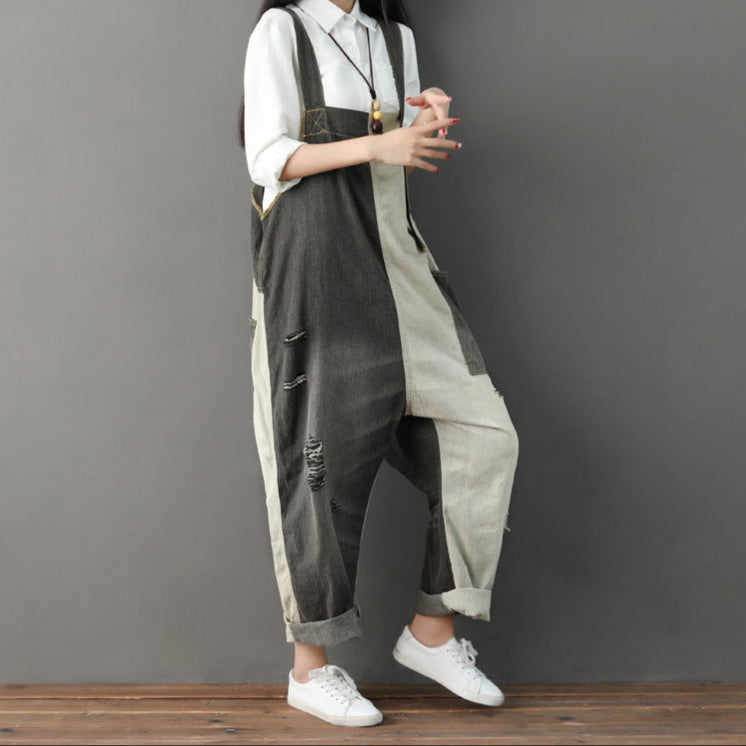 Multi-panel Denim Overalls