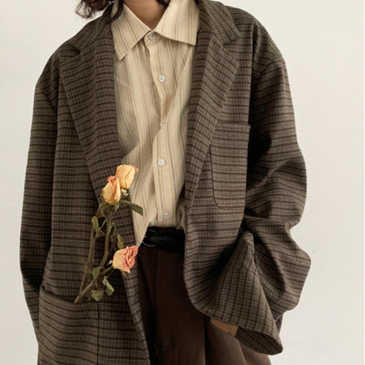 Retro Japanese Style Patterned Blazer
