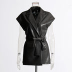 Retro Sleeveless PU-Leather Vest