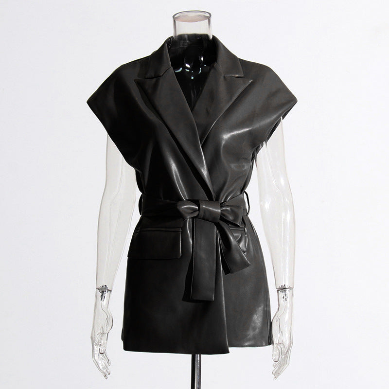 Retro Sleeveless PU-Leather Vest