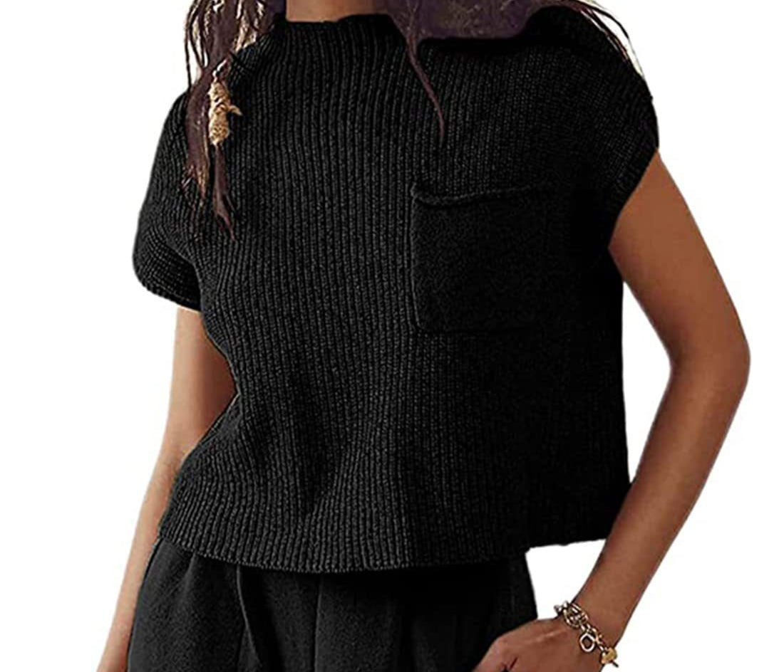 Knitted Sleeveless Pocket Casual Pullover Vest