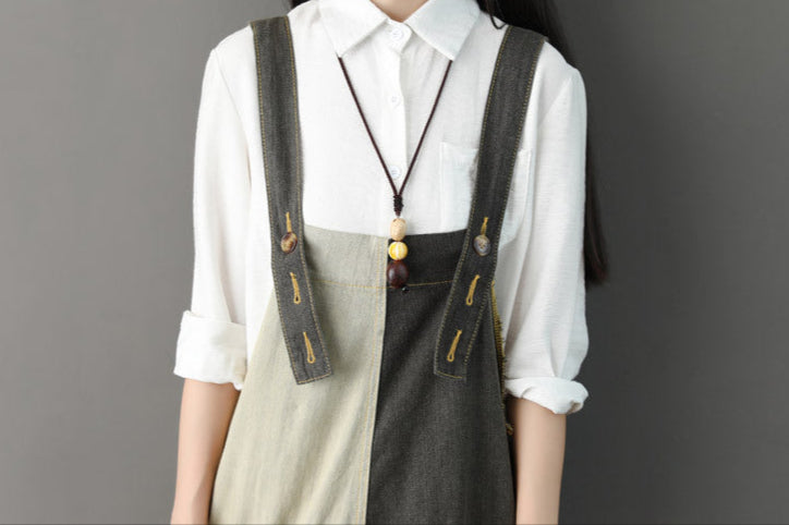 Multi-panel Denim Overalls