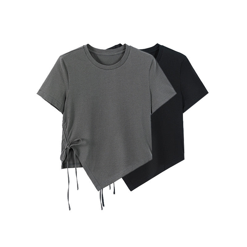 Asymmetrical Wrap Short-sleeved T-shirt