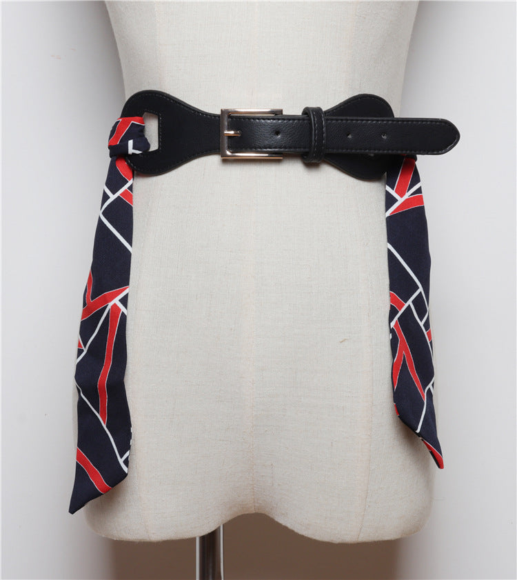 Removable Silk Scarf Stitching Belt Decoration
