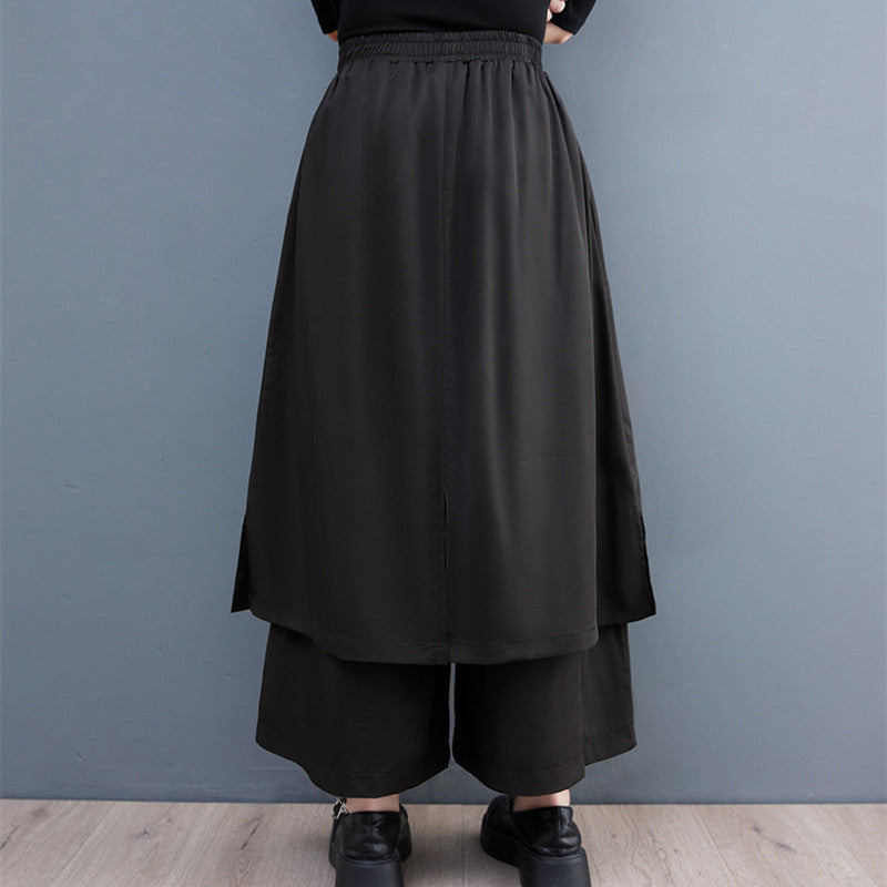 Japanese Style Pant Skirt - Cropped Wide-leg