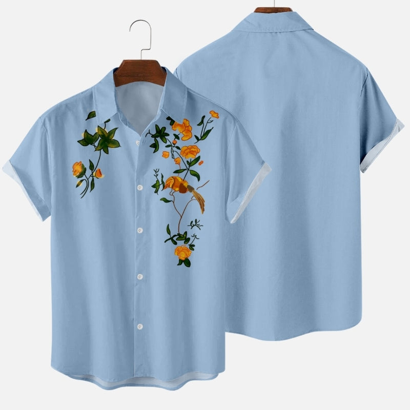 Flowers Around the Collar Shirt