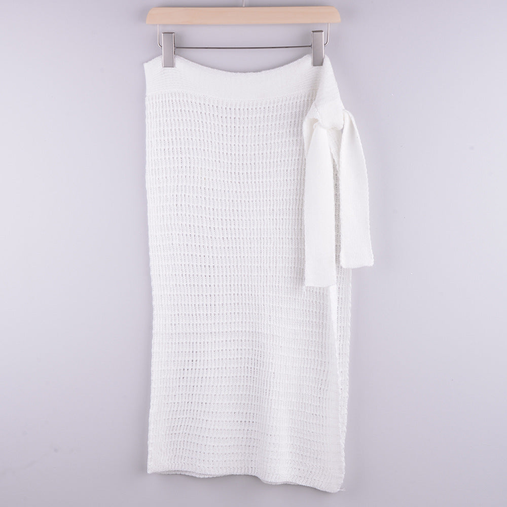 Loose Knitted Tie-On Skirt / Skirt Cover
