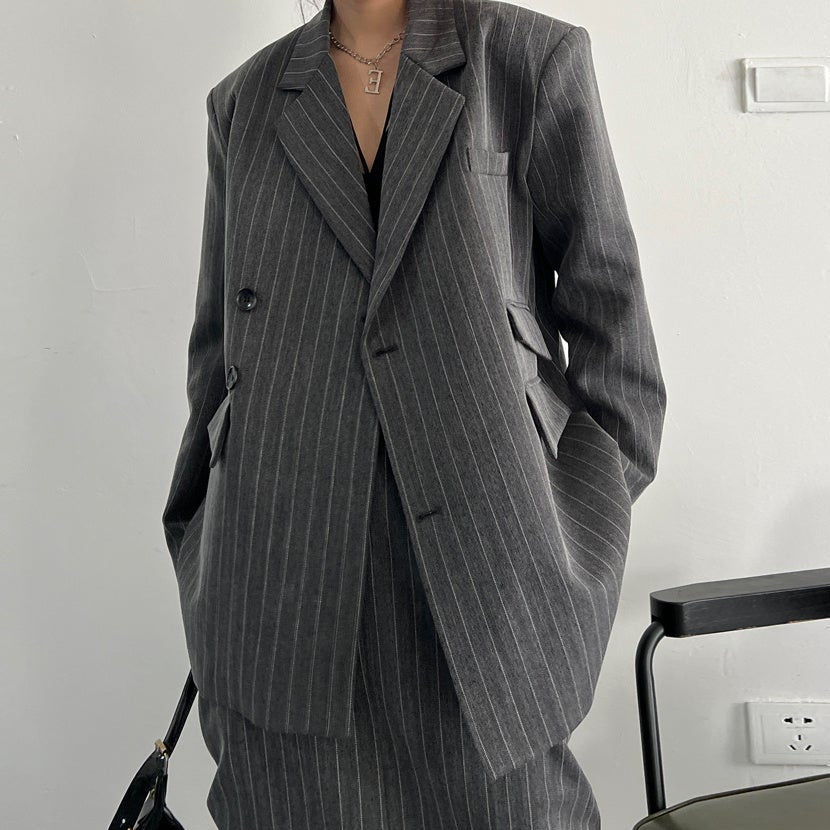 Striped Oversized Skirt Suit